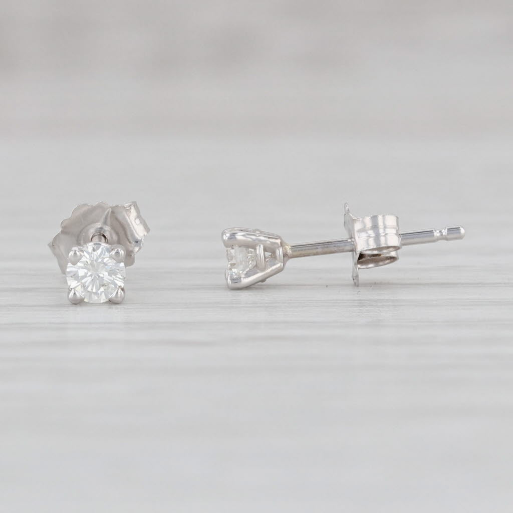 Light Gray New 0.20ctw Diamond Stud Earrings 14k White Gold Round Solitaire Studs