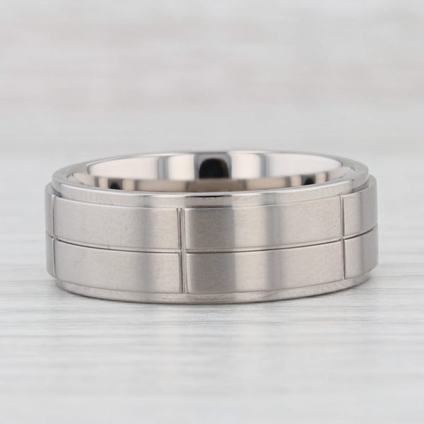 Light Gray New Beveled Brushed Titanium Ring Wedding Band Size 10.5