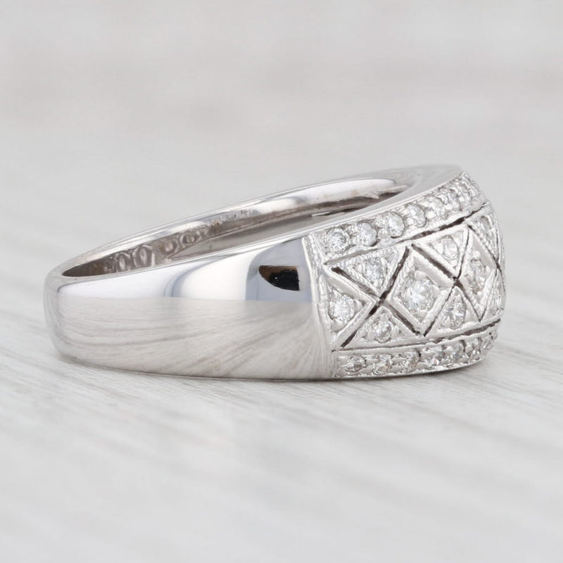 Light Gray Vintage 0.37ctw Diamond Ring 18k White Gold Size 6.5 Wedding Band