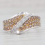 Light Gray 0.78ctw Brown White Pave Diamond Bypass Ring 14k White Gold Size 7