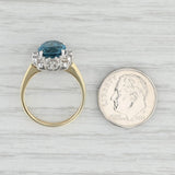 Light Gray 4.23ctw London Blue Topaz Diamond Halo Ring 14k Yellow Gold Size 6.25