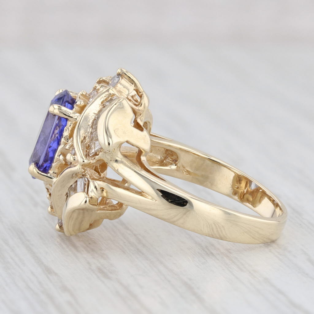 Light Gray 3.11ctw Oval Tanzanite Diamond Ring 14k Yellow Gold Size 5.75 Cocktail