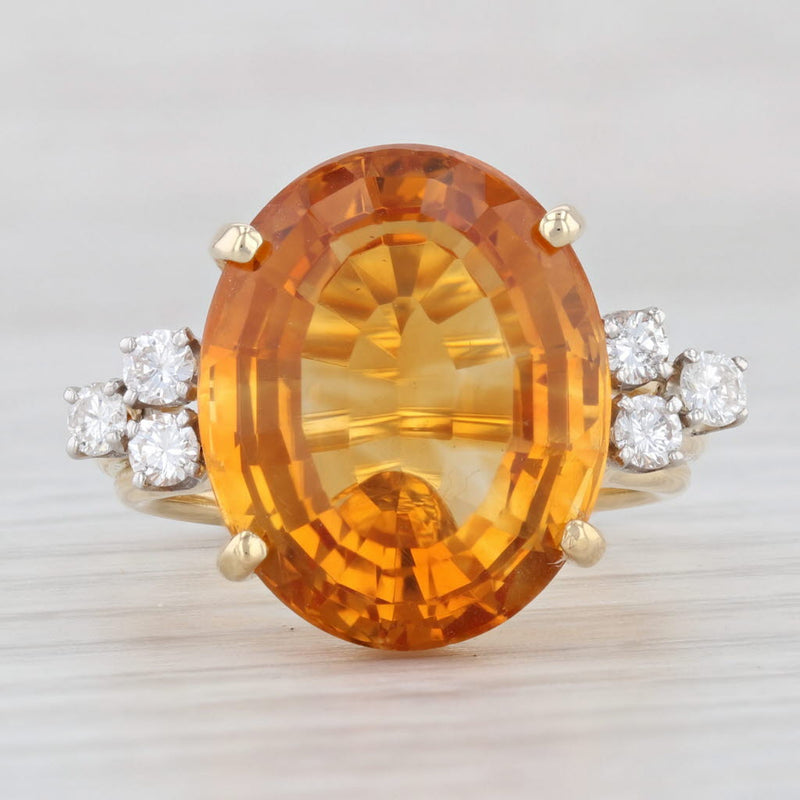 Light Gray 12.16ctw Oval Citrine Diamond Ring 18k Yellow Gold Size 7.5 Cocktail