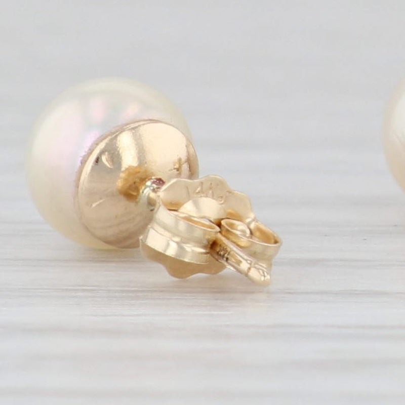 Cultured Pearl Stud Earrings 14k Yellow Gold June Birthstone 6.8mm