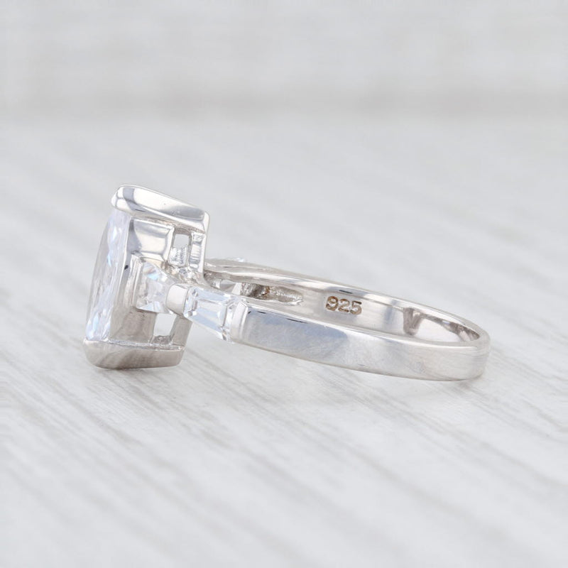 New CZ Marquise Solitaire Ring Sterling Silver Sz 7.5 Cubic Zirconias Engagement