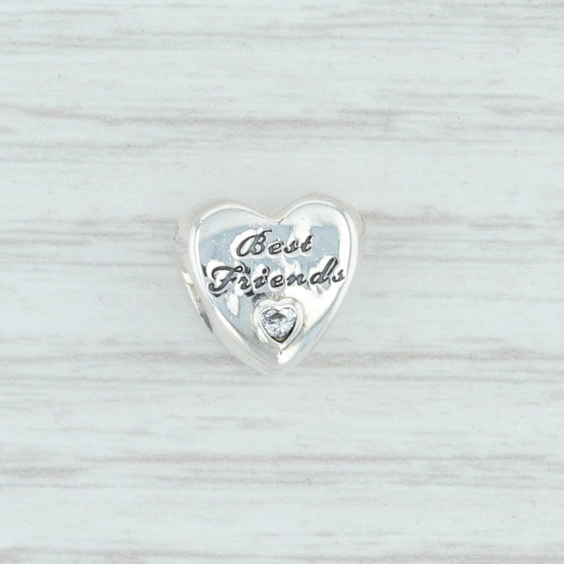 Light Gray New Authentic Pandora Friendship Heart Charm 7912727CZ Sterling Silver Clear CZ