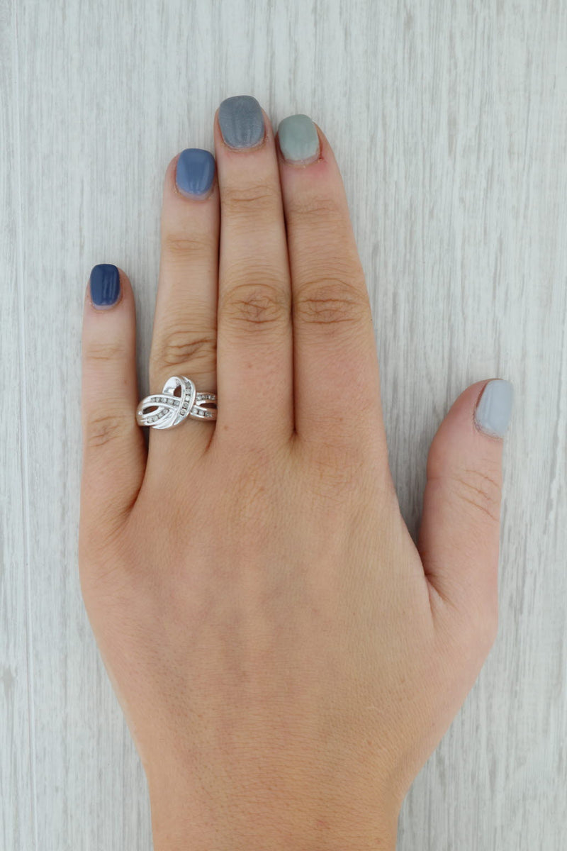 Dark Gray 0.14ctw Diamond Knot Ring 10k White Gold Size 7