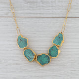 New Nina Nguyen Turquoise Statement Necklace Sterling Gold Vermeil 19"