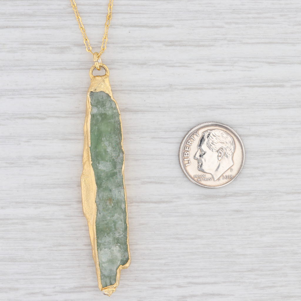 Light Gray New Nina Nguyen Necklace Green Kyanite Crinkle Chain Sterling Gold Vermeil 30-32