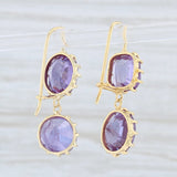 Light Gray Renee Lewis Synthetic Purple Sapphire Earrings 18k Yellow Gold Dangle Drops