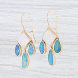 New Nina Nguyen Aztec Moonstone Opal Drop Earrings 14k Yellow Gold Hook Posts