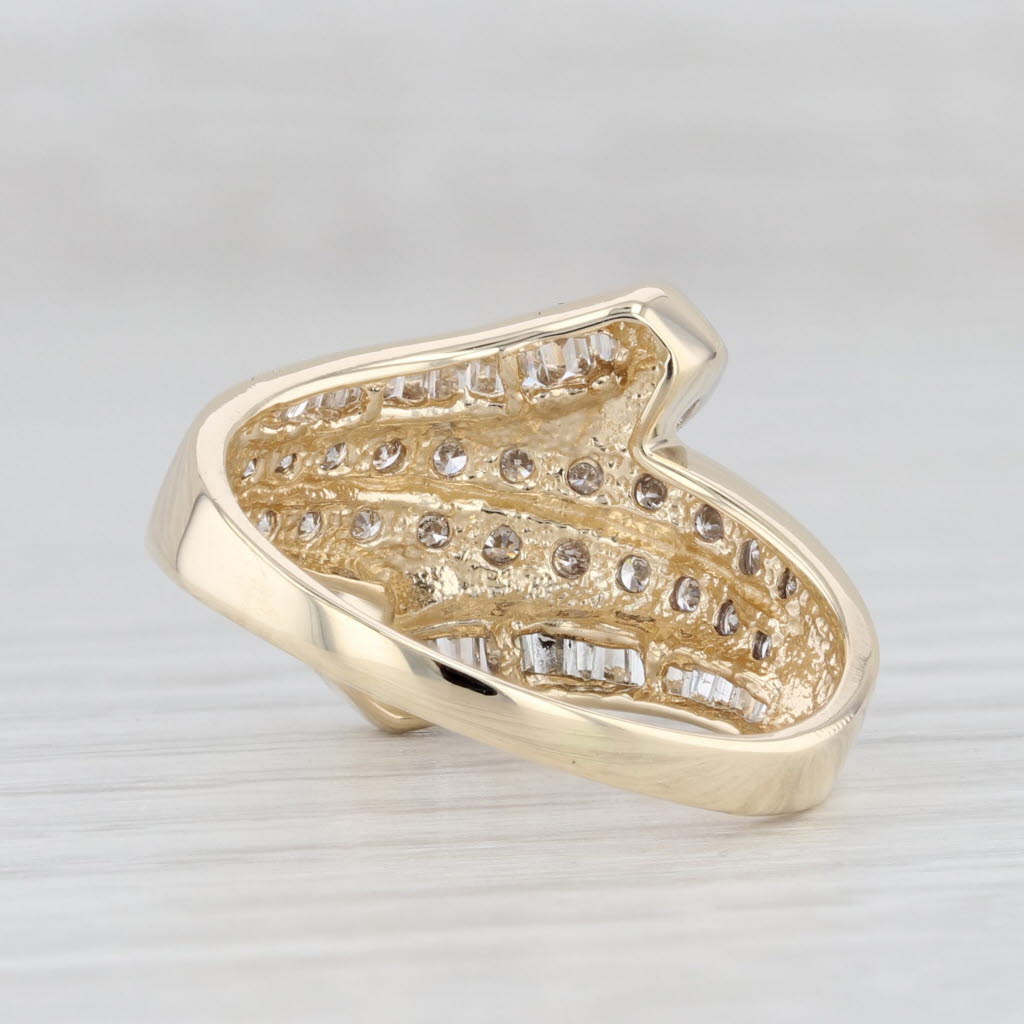 Light Gray 1ctw Diamond Bypass Ring 14k Yellow Gold Size 9 Cocktail