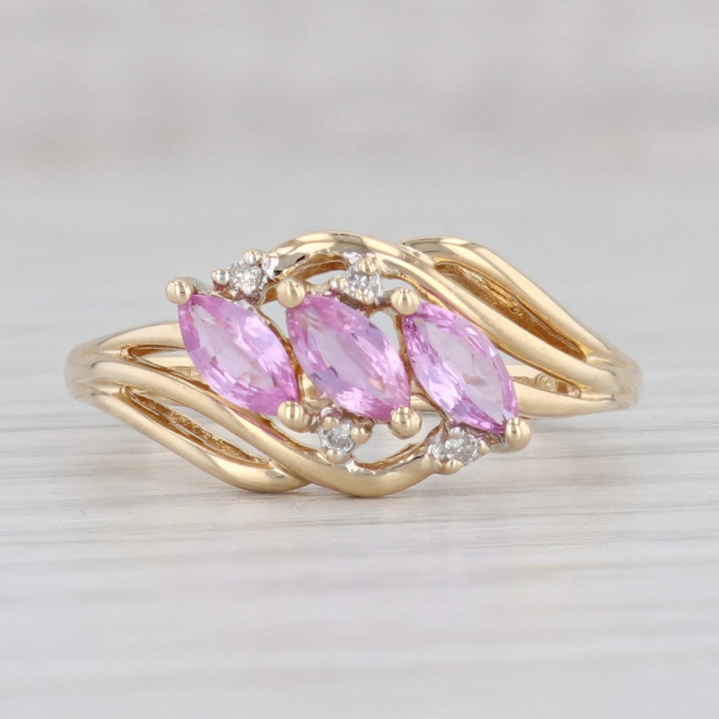 Light Gray 0.89ctw Pink Sapphire Diamond Ring 14k Yellow Gold Size 8.25