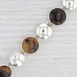 Light Gray New Brown Resin Circle Link Bracelet Sterling Silver Toggle Clasp 7.5" 19.5mm
