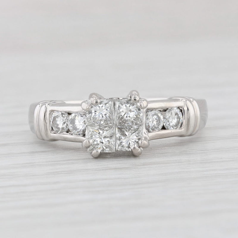 Light Gray 0.92ctw Princess Diamond Engagement Ring Platinum Size 6.5