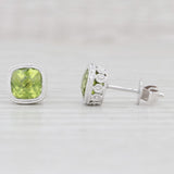 New 2.18ctw Peridot Solitaire Stud Earrings 14k White Gold August Birthstone