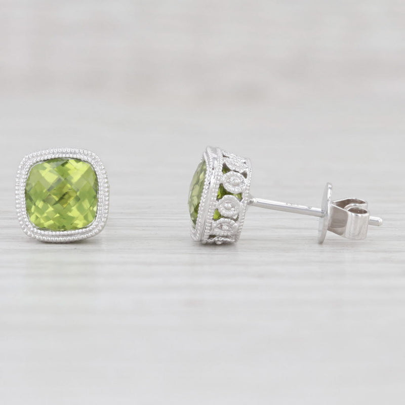New 2.18ctw Peridot Solitaire Stud Earrings 14k White Gold August Birthstone