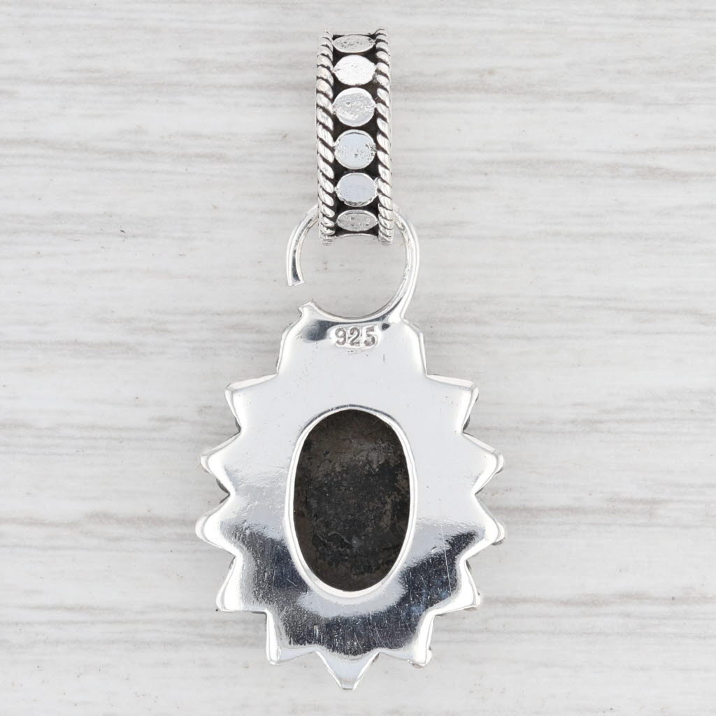 Light Gray New Onyx Statement Pendant 925 Sterling Silver Oval Drop B12672