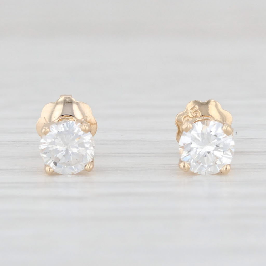 Light Gray 0.50ctw Diamond Round Solitaire Stud Earrings 14k Yellow Gold Pierced Studs