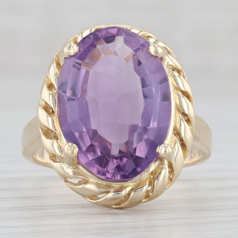 Gray 8ct Oval Amethyst Solitaire Ring 14k Yellow Gold Size 8