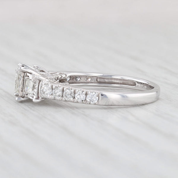 Light Gray 3-Stone 0.88ctw Princess Diamond Engagement Ring 10k White Gold Size 7