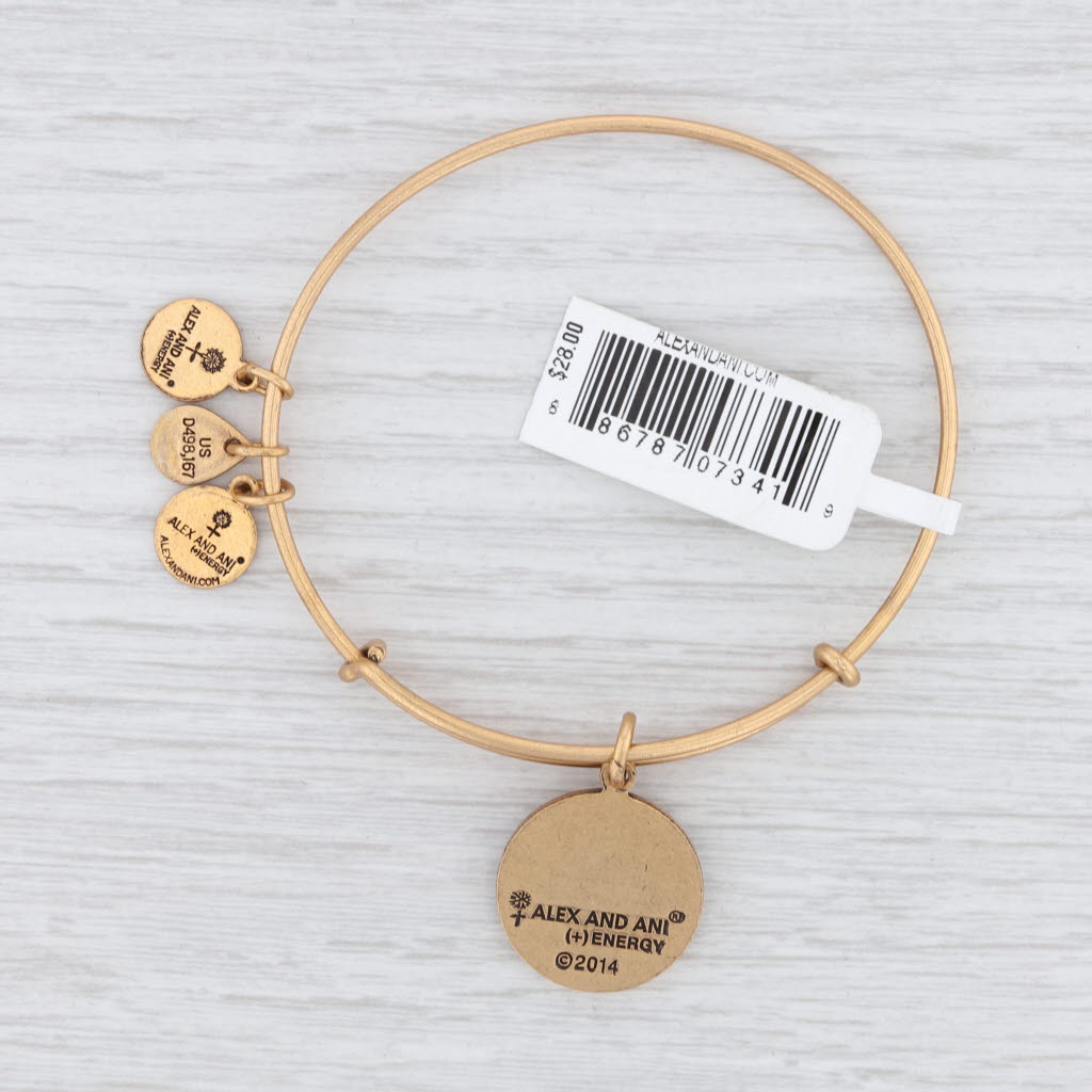 Light Gray New Alex and Ani Initial F Bangle Charm Bracelet Rafaelian Gold Expandable