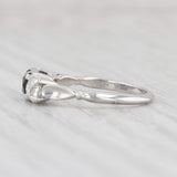 Light Gray Petri Art Deco Synthetic Sapphire Diamond Ring Platinum Size 4.5 Engagement