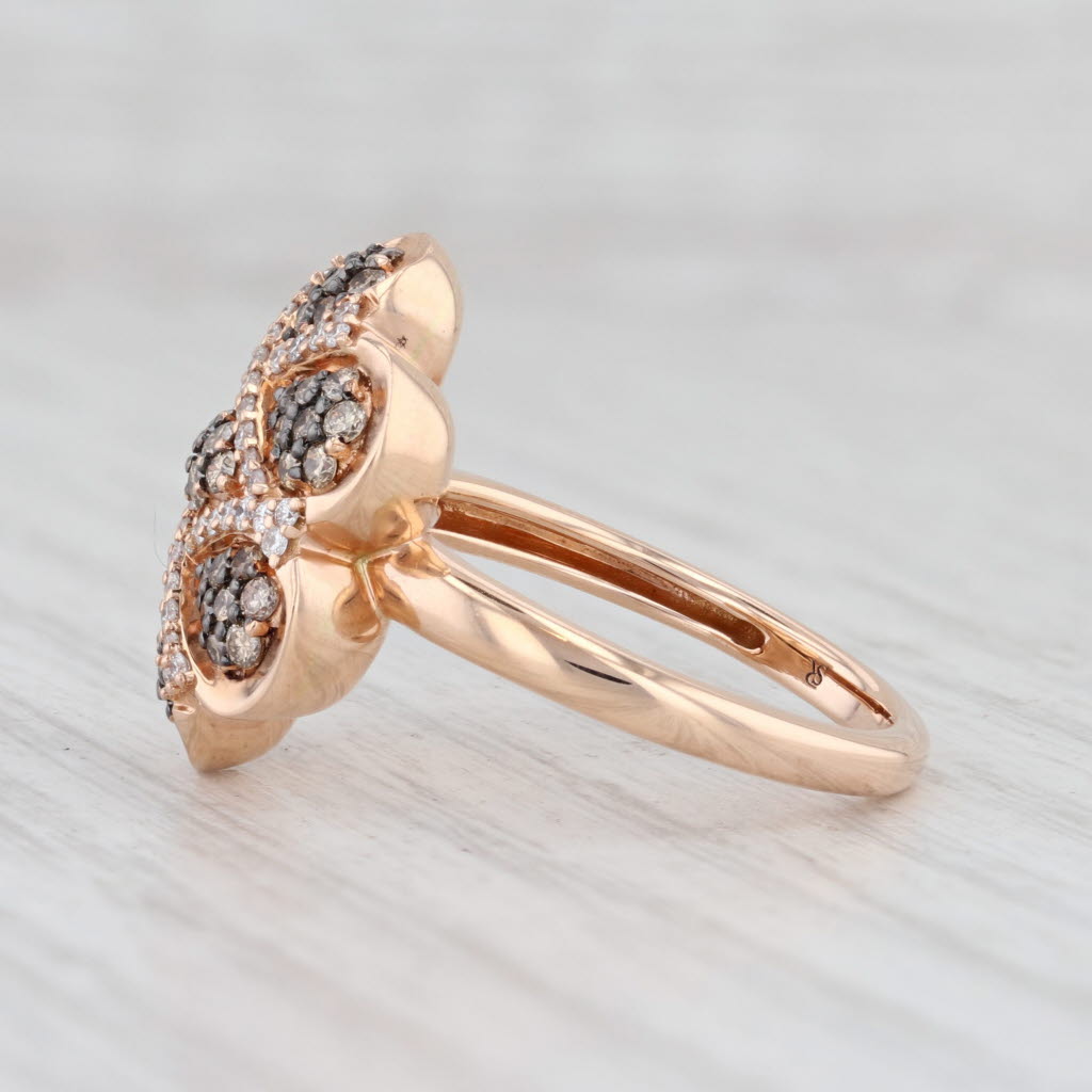 Light Gray 0.59ctw Champagne White Diamond Flower Ring 14k Rose Gold Size 6.75 Cocktail