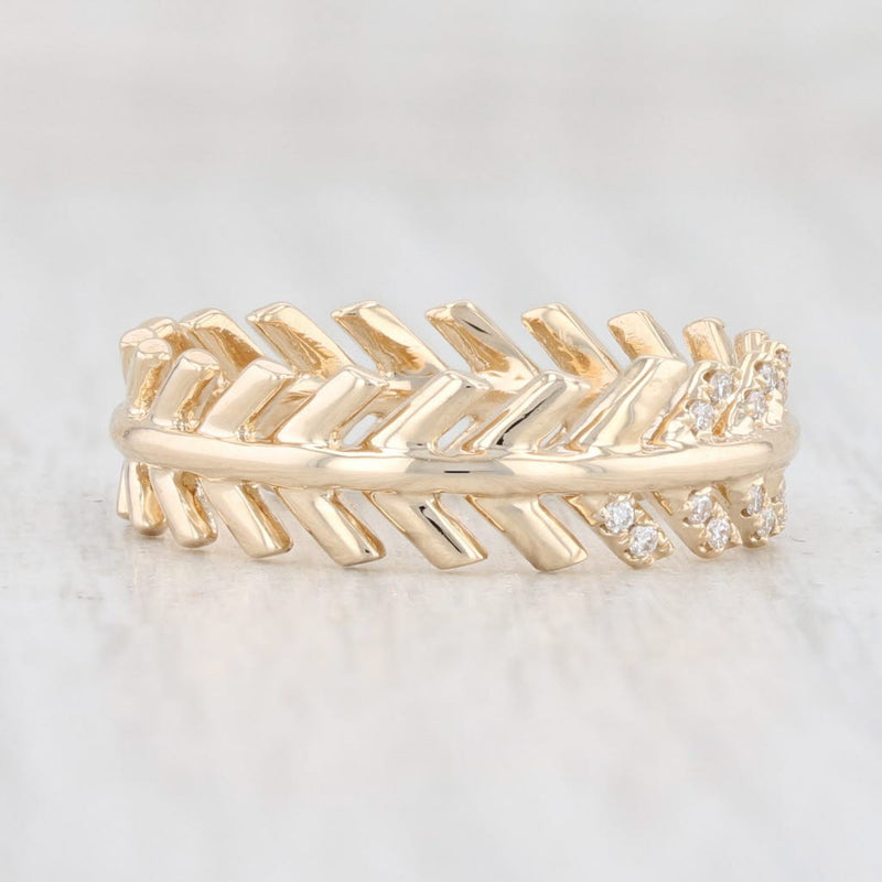 New Diamond Laurel Wreath Ring 14k Yellow Gold Size 6.75 Stackable Band Floral