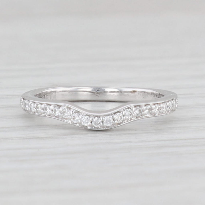 Contoured Diamond Wedding Band Ring Enhancer Guard 18k White Gold Stackable
