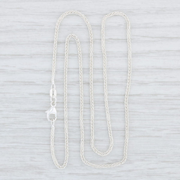 Light Gray New Spiga Wheat Chain Necklace Sterling Silver 24" 1.1mm Italy 925 Lobster Clasp