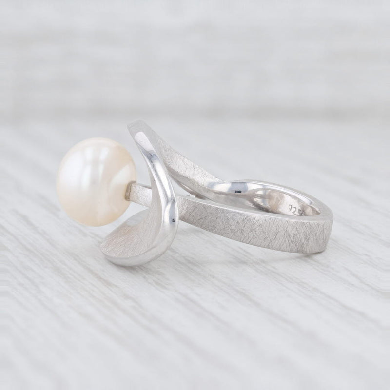 New Bastian Inverun Cleverly Positioned Pearl Ring Sterling Silver 12876 56 7.5