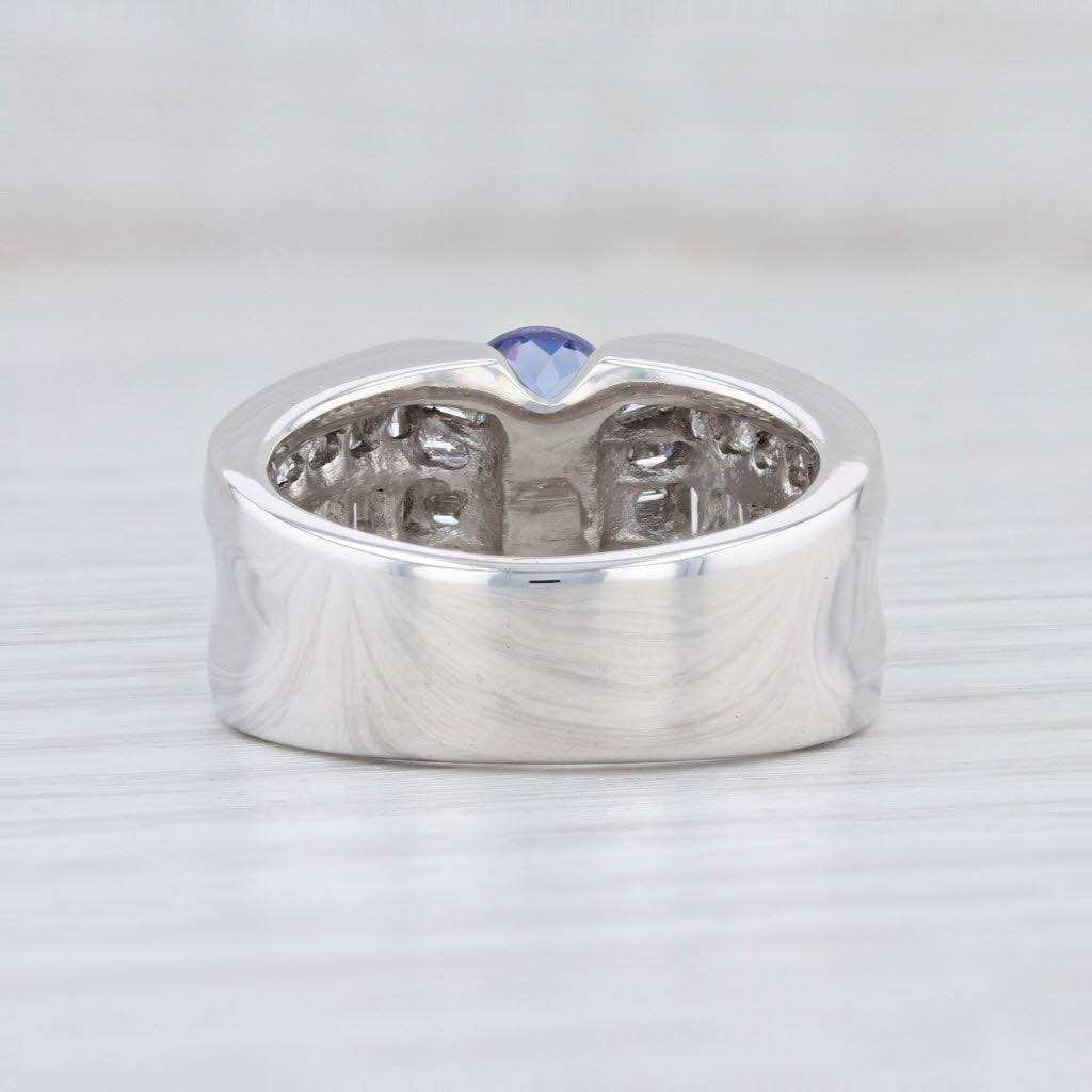 Light Gray 3.51ctw Tanzanite Diamond Cocktail Ring 18k White Gold Size 5