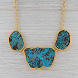 Gray New Nina Nguyen Turquoise Statement Necklace Sterling Gold Vermeil 19.5"