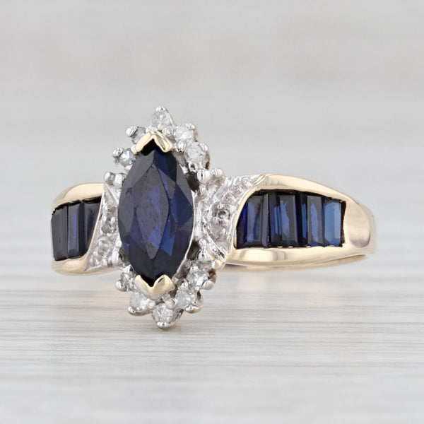 Light Gray 2.50ctw Marquise Lab Created Blue Sapphire Diamond Halo Ring 10k Gold Size 10