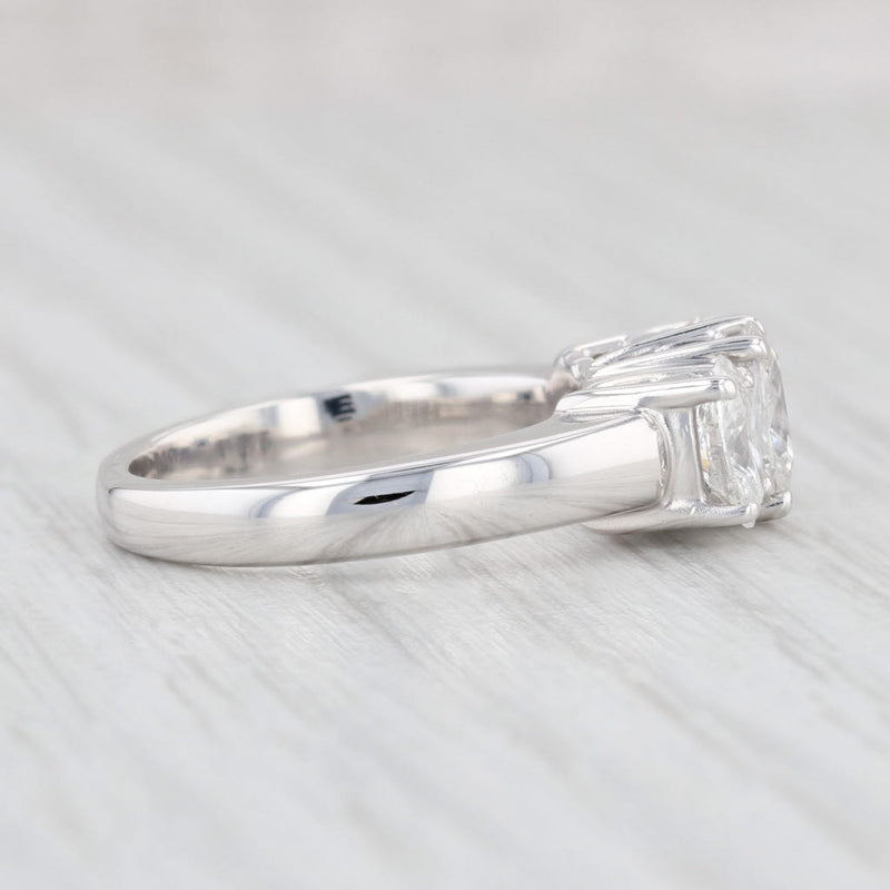 Light Gray 1.53ctw Oval Diamond 3-Stone Ring 14k White Gold Size 6 Engagement