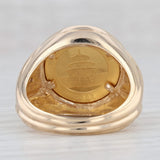 Light Gray 2003 20 Yuan 22k Panda Coin Ring 14k Yellow Gold Size 8.25 Diamond Accents