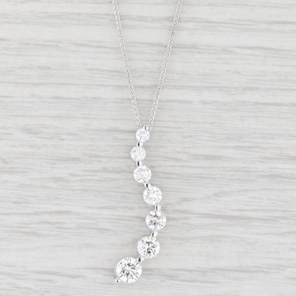 Light Gray 1.94ctw Diamond Journey Pendant Necklace 18k White Gold 18" Wheat Chain