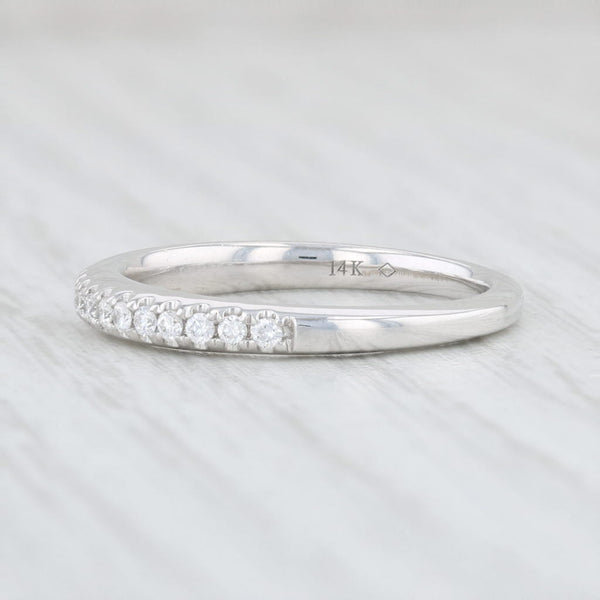 Light Gray 0.20ctw Diamond Wedding Ring 14k White Gold Size 6.5 Women's Band Pave Set
