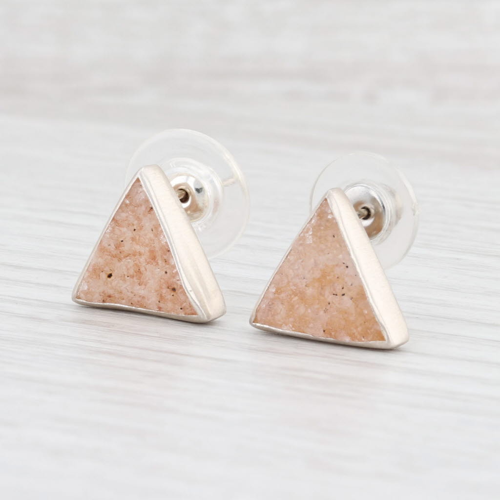 Light Gray New Nina Nguyen Trio Sand Druzy Quartz Earrings Sterling Silver Charm Hooks