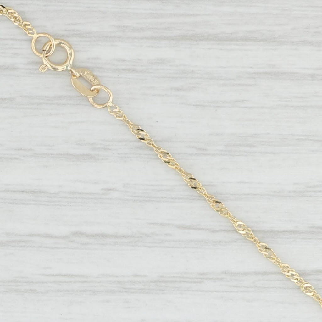 Light Gray Long 21.5” Singapore Chain Necklace 14k Yellow Gold 1.4mm