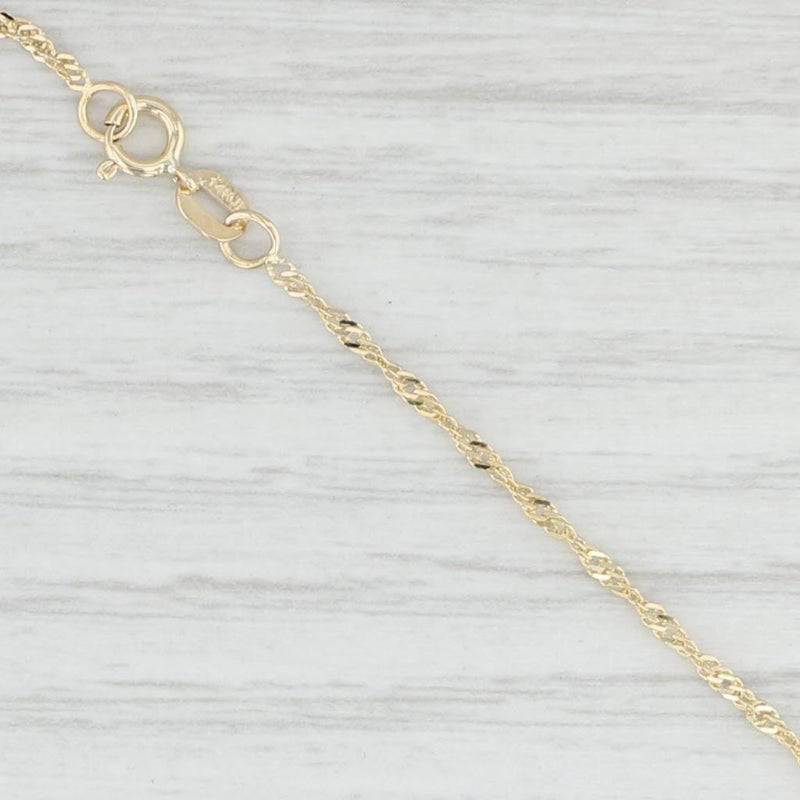 Long 21.5” Singapore Chain Necklace 14k Yellow Gold 1.4mm
