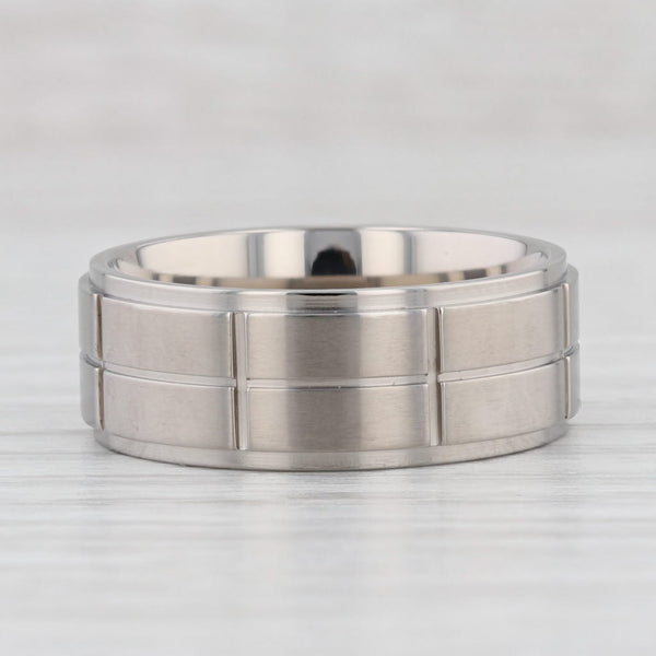 Light Gray New Beveled Brushed Titanium Ring Wedding Band Size 7.5