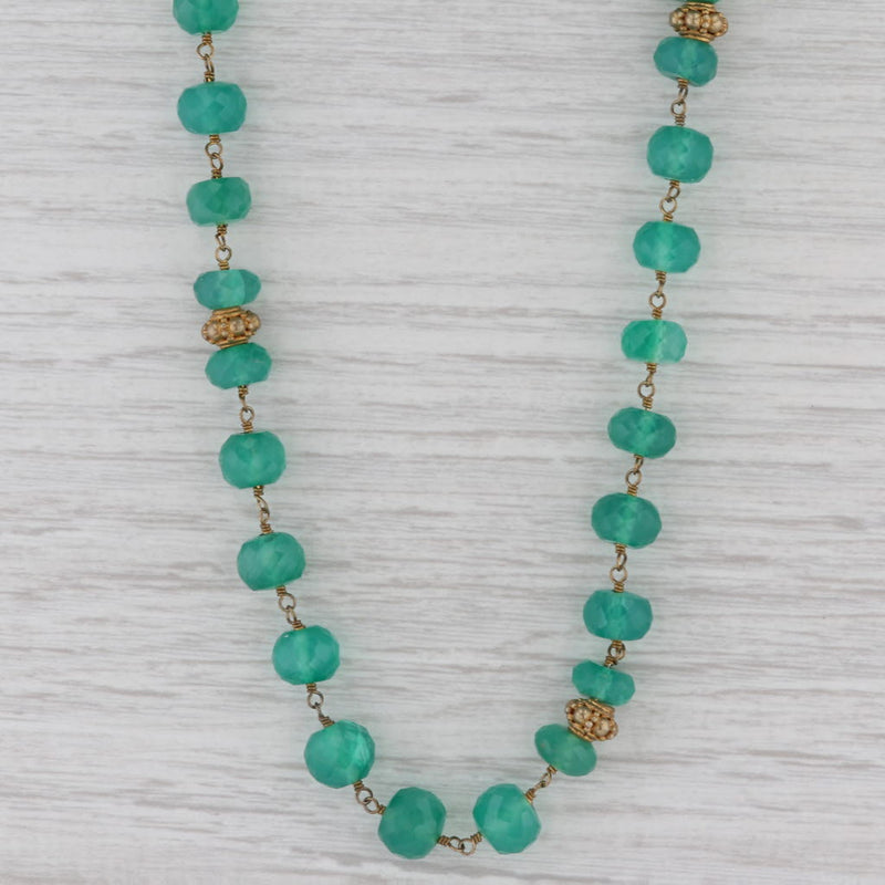 Gray New Nina Nguyen Melody Green Onyx Bead Necklace Sterling Gold Vermeil Adjustable