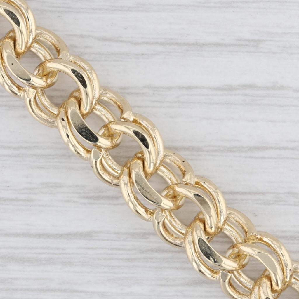 Light Gray Double Cable Chain Bracelet 14k Yellow Gold 7" 9.5mm Starter Charm