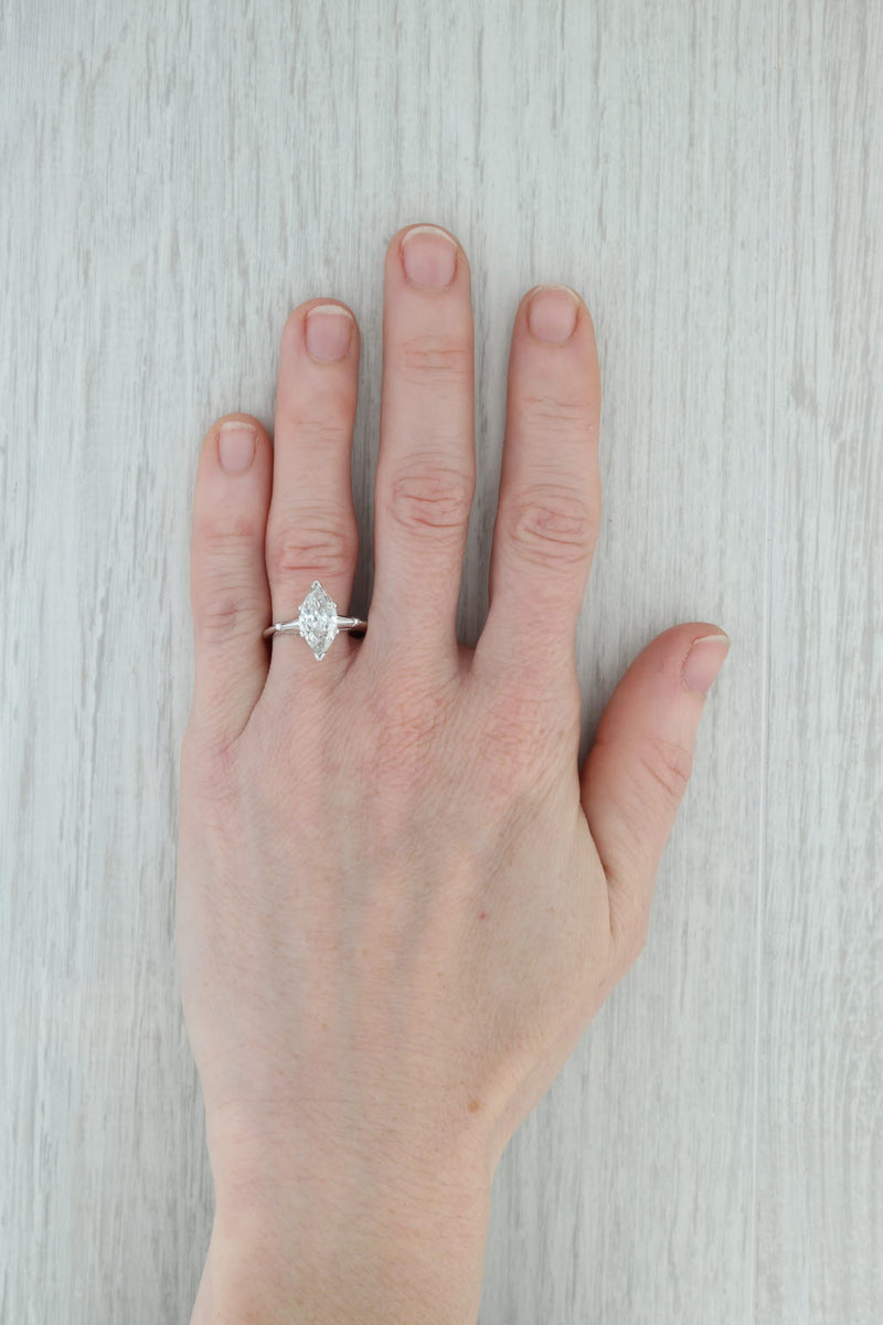 Gray 1.66ctw Marquise Diamond Engagement Ring 14k White Gold Size 6 EGL USA