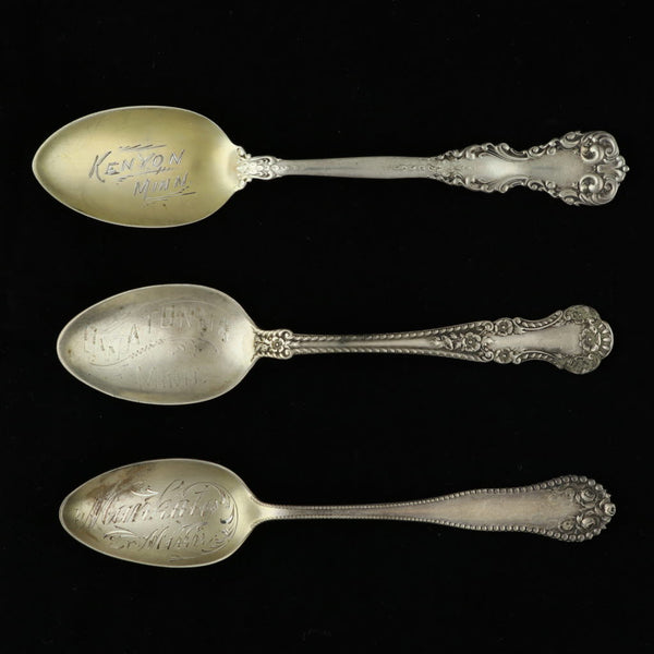 Rosy Brown Vintage Minnesota Souvenir Spoons Sterling Silver Floral Gorham Demitasse Spoons