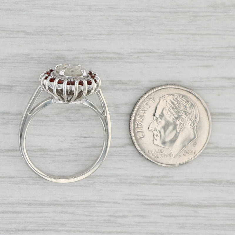 Gray 0.85ct Diamond Orange Spessartine Halo Ring 14k White Gold Size 6.5 Engagement