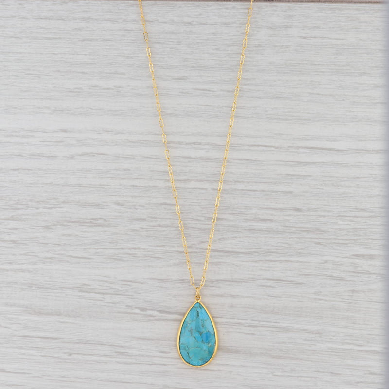 Light Gray New Nina Nguyen Necklace Turquoise Crinkle Chain Sterling Gold Vermeil 24-26”