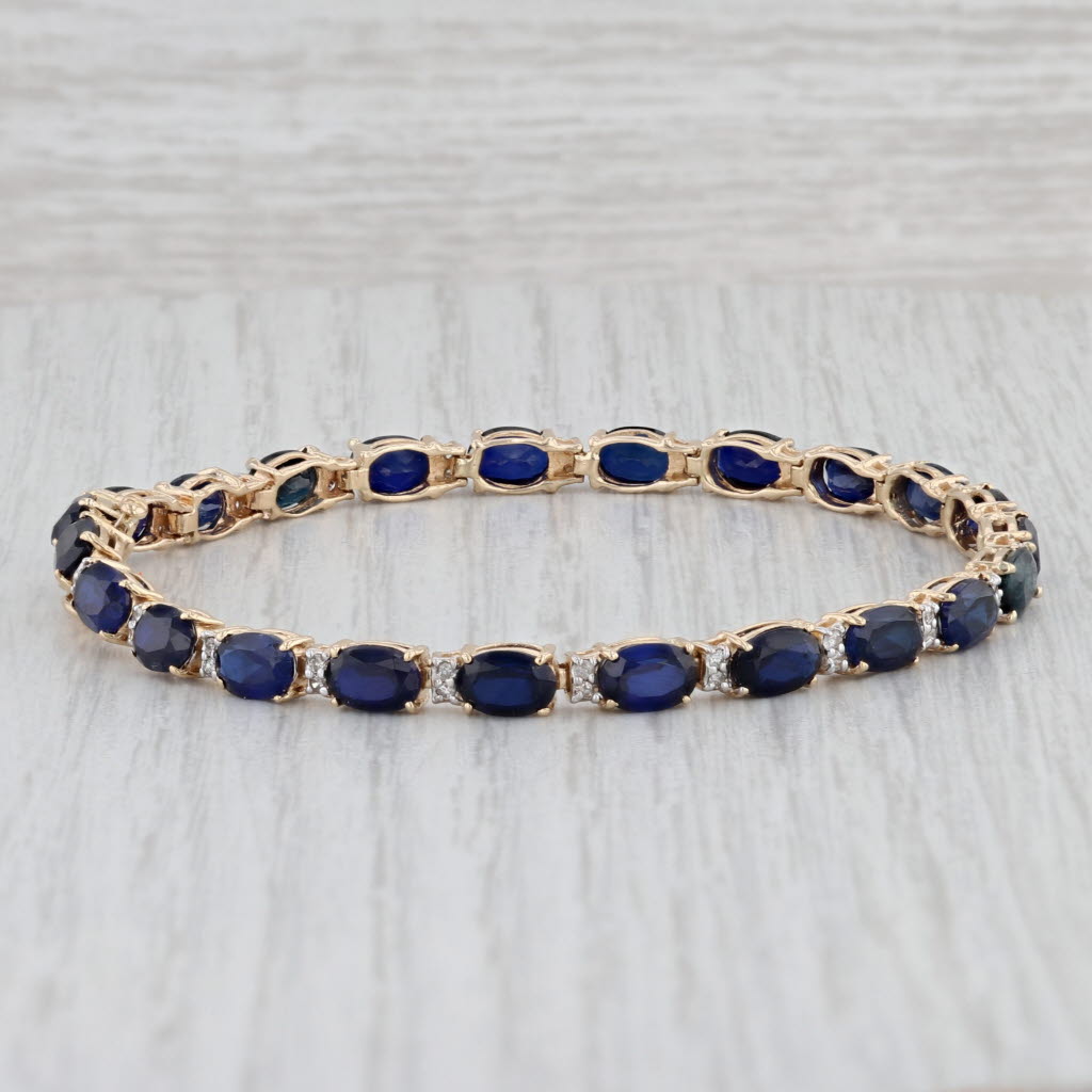 Light Gray 15.25ctw Lab Created Sapphire Diamond Tennis Bracelet 14k Yellow Gold 7" 4.1mm